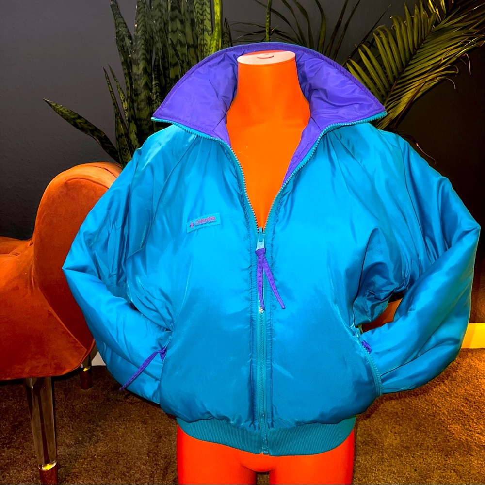 Vintage Columbia Ski Jacket Turquoise/purple | Reversible | 90’s